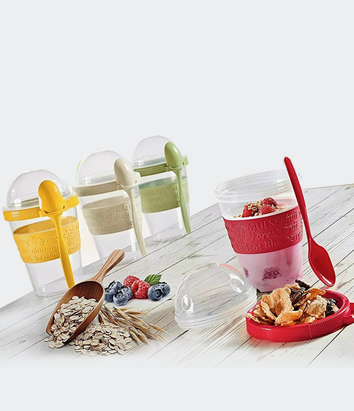 Cereal Cup & Spoon Yoghurt Fruit Overnight Oats Take and Go Food Container UK