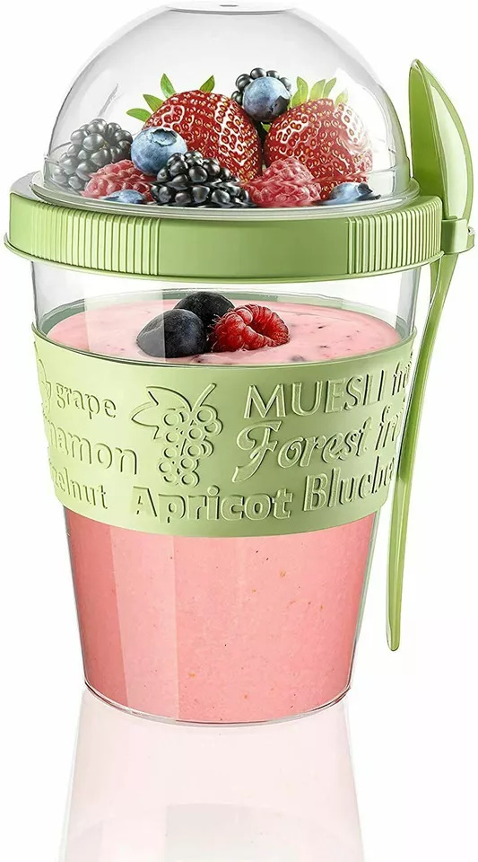 Cereal Cup & Spoon Yoghurt Fruit Overnight Oats Take and Go Food Container UK