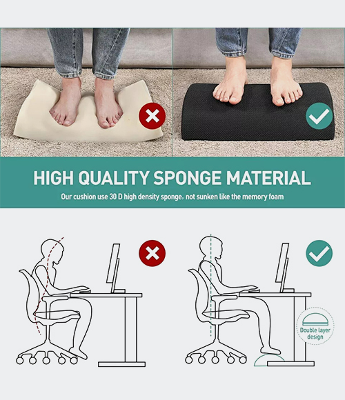 Footrest Under Desk High Density Foam Ergonomic Foot Rest Cushion, Foot Pillow
