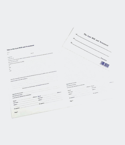 Last Will And Testament Form Printed Envelope and Example Sealed Envelope