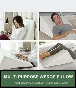 Wedge Pillow Foam Back Support Bed Removable Zip Quilted Cover Foam Right Angle